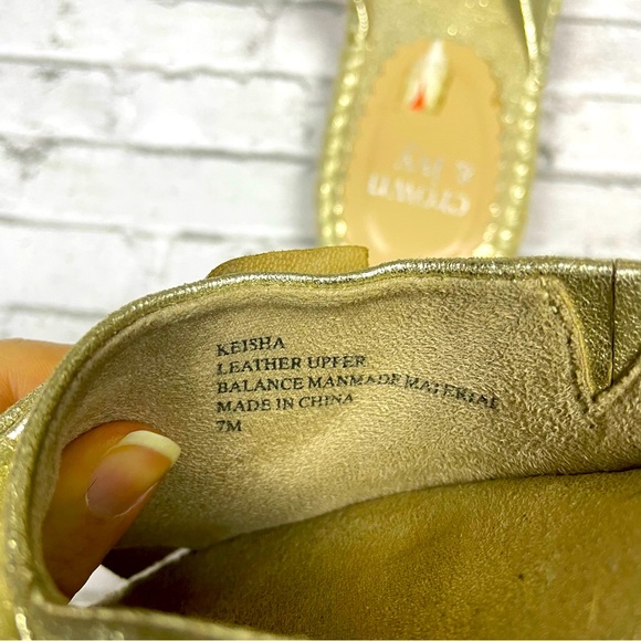 Crown & Ivy Womens Keisha Metallic Bow Espadrille Slide Sandals Sz 7 Preppy Gold - Picture 3 of 10